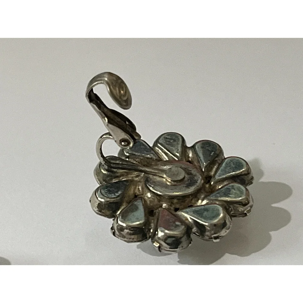 Vintage Rhinestones Clip On Earrings Jewelry Dressy Ice Classic Flowers Circles‎